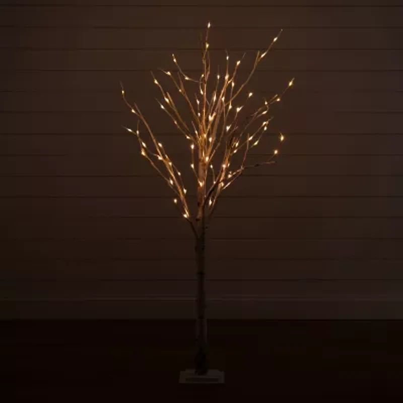 Nearly Natural Faux Pre-Lit Birch Christmas Tree