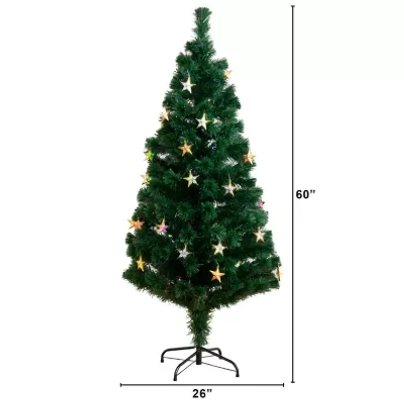 Nearly Natural Fiber Optic Faux 5 Foot Pre-Lit Pine Christmas Tree