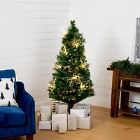 Nearly Natural Fiber Optic Faux 5 Foot Pre-Lit Pine Christmas Tree