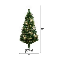 Nearly Natural Fiber Optic Faux 5 Foot Pre-Lit Pine Christmas Tree