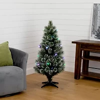 Nearly Natural Fiber Optic Faux 4 Foot Pre-Lit Pine Christmas Tree