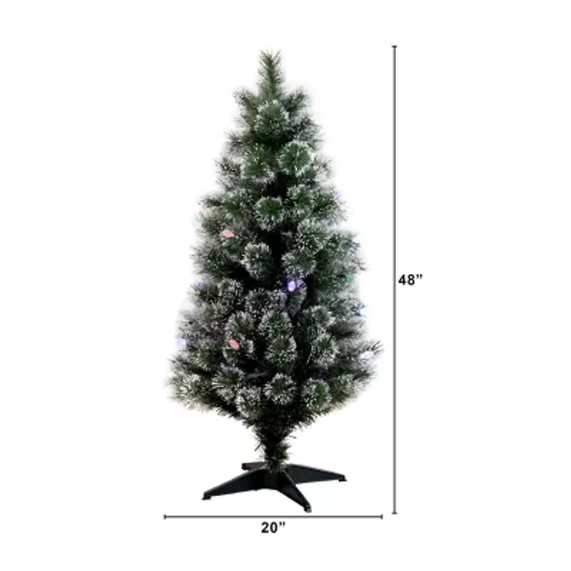 Nearly Natural Fiber Optic Faux 4 Foot Pre-Lit Pine Christmas Tree