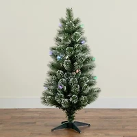 Nearly Natural Fiber Optic Faux 4 Foot Pre-Lit Pine Christmas Tree