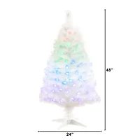 Nearly Natural Fiber Optic Faux 4 Foot Pre-Lit Pine Christmas Tree