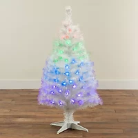 Nearly Natural Fiber Optic Faux 4 Foot Pre-Lit Pine Christmas Tree