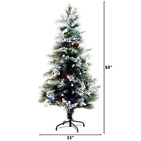 Nearly Natural Fiber Optic Faux 5 Foot Pre-Lit Flocked Pine Christmas Tree
