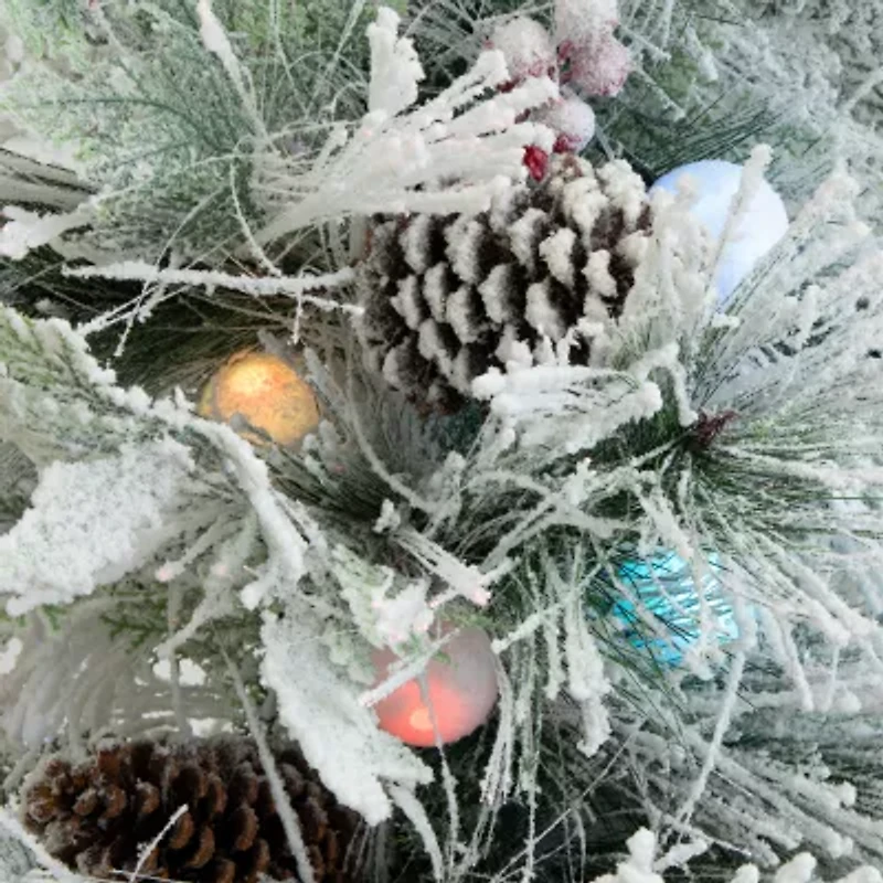 Nearly Natural Fiber Optic Faux 5 Foot Pre-Lit Flocked Pine Christmas Tree