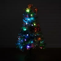 Nearly Natural Fiber Optic Faux 5 Foot Pre-Lit Flocked Pine Christmas Tree