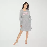 White Mark Womens Round Neck Long Sleeve Nightshirt