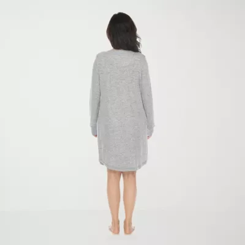 White Mark Womens Round Neck Long Sleeve Nightshirt