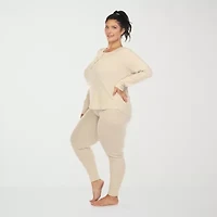White Mark Womens Long Sleeve 2-pc. Plus Pajama Sets
