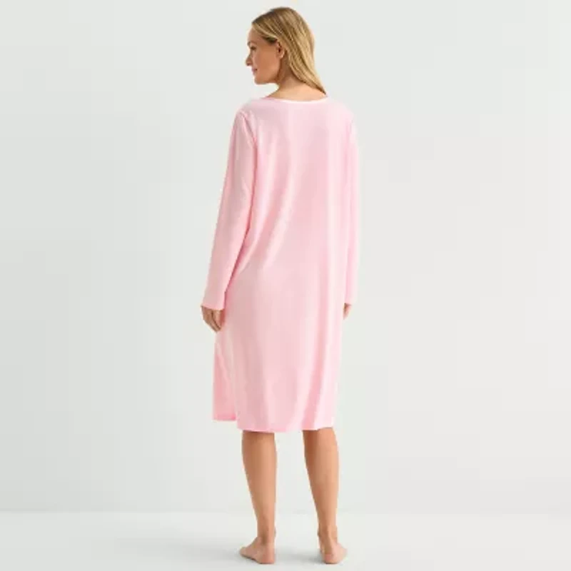 Adonna Womens Round Neck Long Sleeve Nightgown