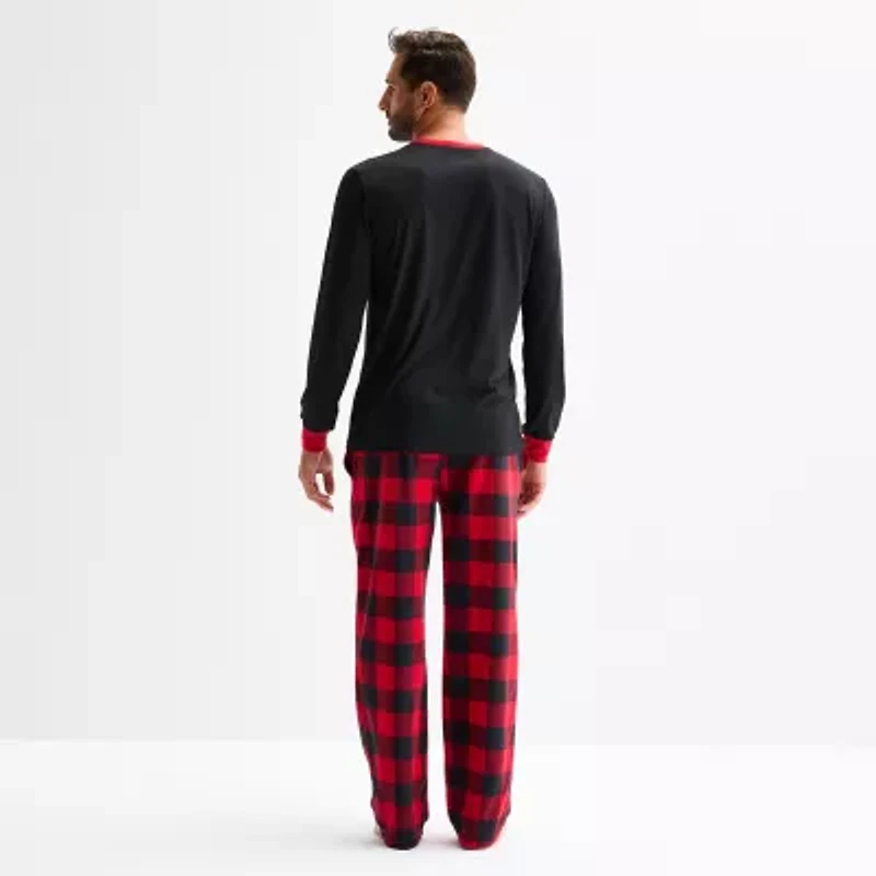 North Pole Trading Co. Moose Buffalo Mens Crew Neck Long Sleeve 2-pc. Matching Family Tall Pajama Sets