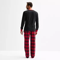 North Pole Trading Co. Moose Buffalo Mens Crew Neck Long Sleeve 2-pc. Matching Family Tall Pajama Sets
