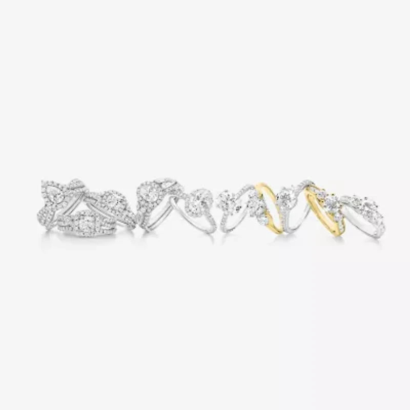 Love Lives Forever (G / Si1-Si2) Womens 2 CT. T.W. Lab Grown White Diamond 10K Gold Round 3-Stone Engagement Ring