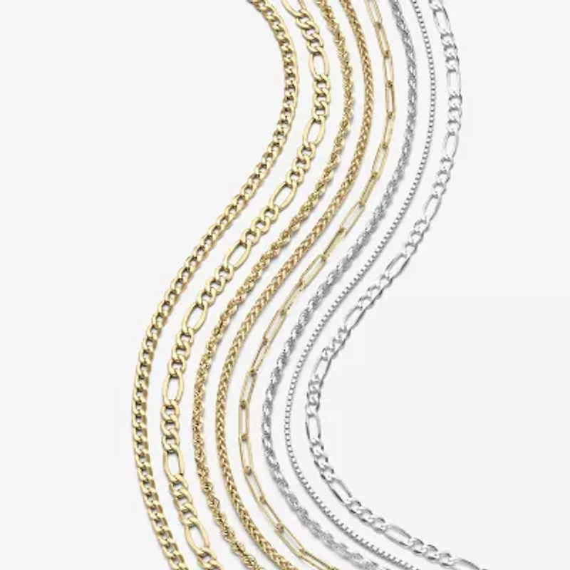 Made Italy Mens Sterling Silver 20 Inch Figaro Chain Necklace