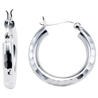 Hammered Hoop Earrings Sterling Silver
