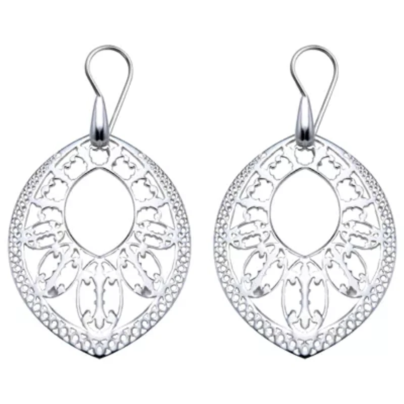 Sterling Silver Design Drop Earrings