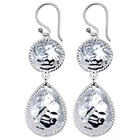 Hammered Teardrop Earrings Sterling Silver