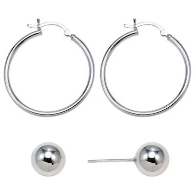 Sterling Silver 2-Pr. Earring Set