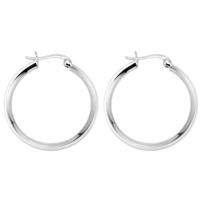 Polished Hoop Earrings Sterling Silver