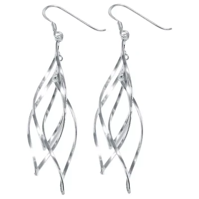 Sterling Silver Open Twist Drop Earrings