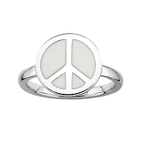 Personally Stackable Sterling Silver White Enamel Peace Ring