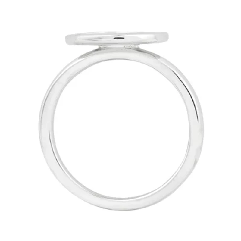 Personally Stackable Sterling Silver White Enamel Peace Ring