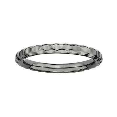 Personally Stackable Black Sterling Silver Hammered Ring