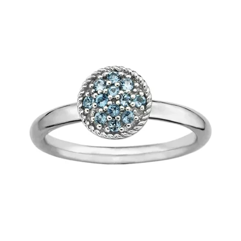 Personally Stackable Genuine Blue Topaz Sterling Silver Stackable Ring