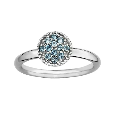 Personally Stackable Genuine Blue Topaz Sterling Silver Stackable Ring