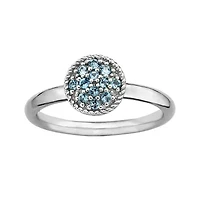 Personally Stackable Genuine Blue Topaz Sterling Silver Stackable Ring