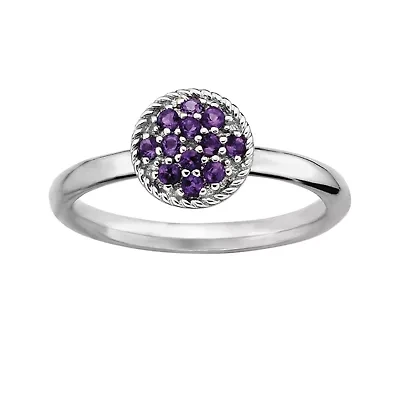 Personally Stackable Genuine Amethyst Sterling Silver Stackable Ring