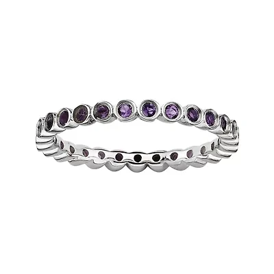 Personally Stackable Genuine Amethyst Sterling Silver Ring
