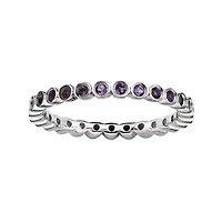Personally Stackable Genuine Amethyst Sterling Silver Ring