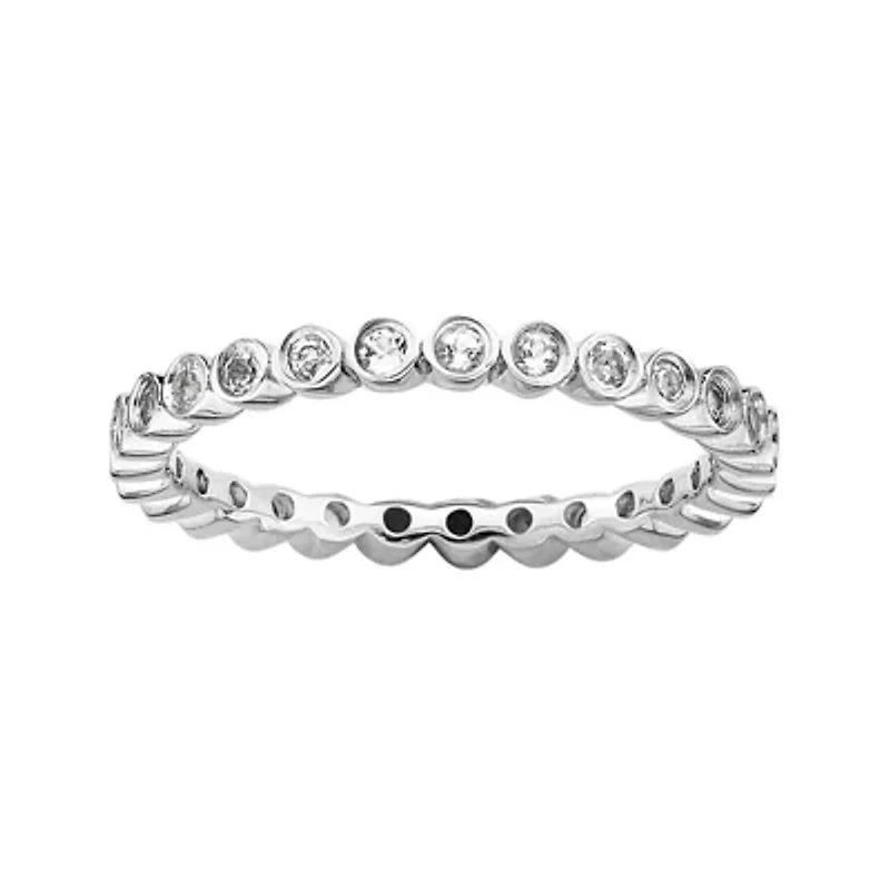 Personally Stackable Genuine White Topaz Sterling Silver Ring