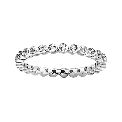 Personally Stackable Genuine White Topaz Sterling Silver Ring