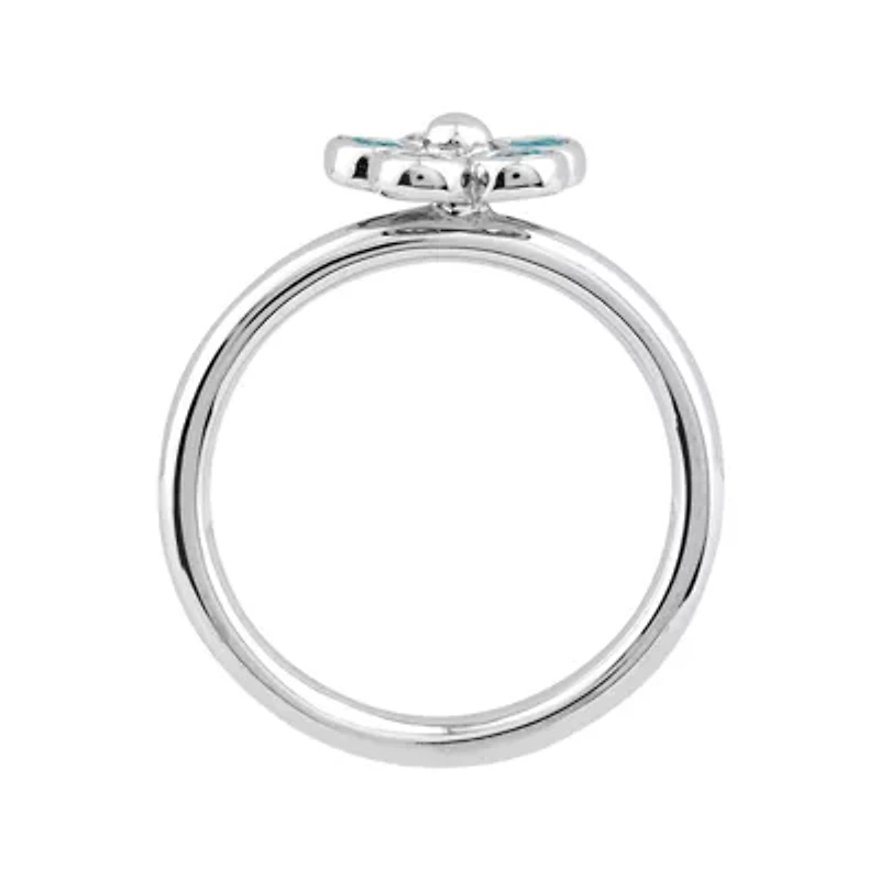 Personally Stackable Genuine Blue Topaz Flower Ring