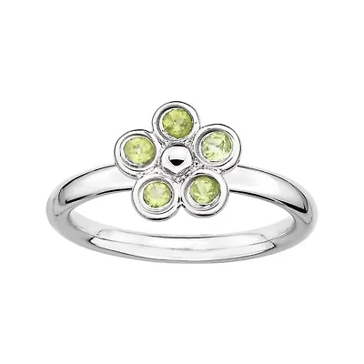 Personally Stackable Genuine Peridot Flower Ring