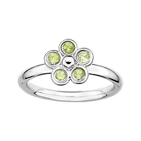 Personally Stackable Genuine Peridot Flower Ring