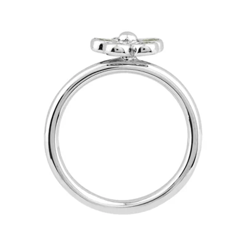 Personally Stackable Genuine Peridot Flower Ring
