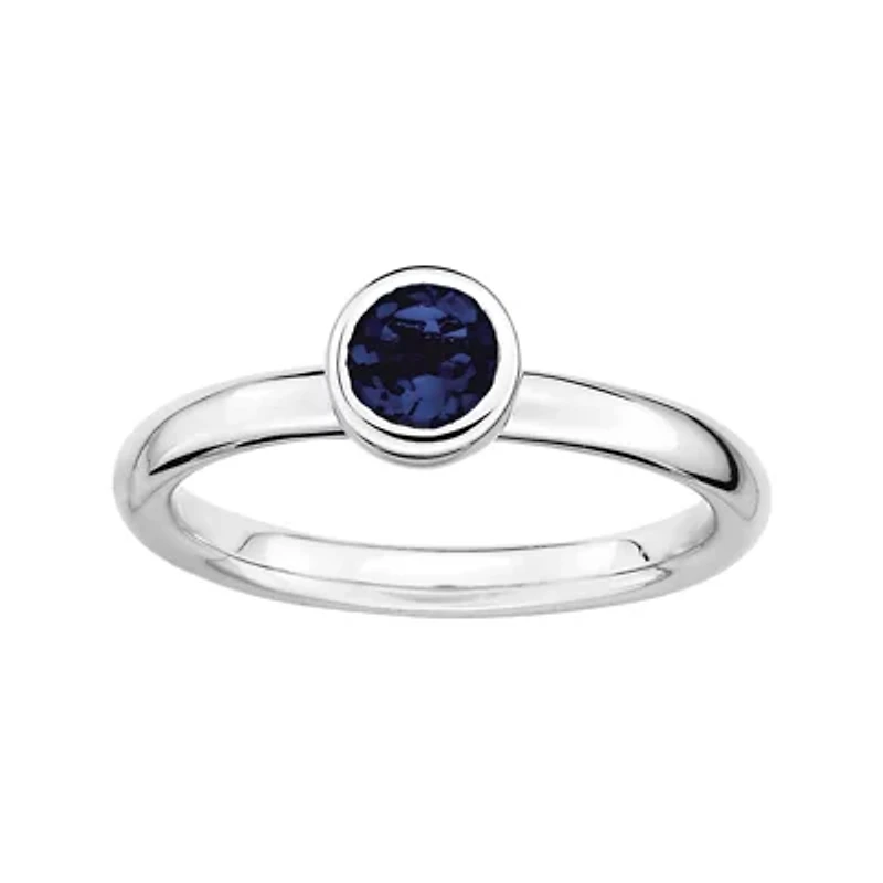 Personally Stackable 5mm Round Lab-Created Blue Sapphire Ring