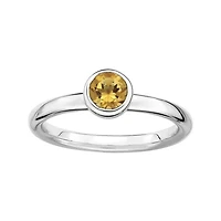 Personally Stackable 5mm Round Genuine Citrine Ring