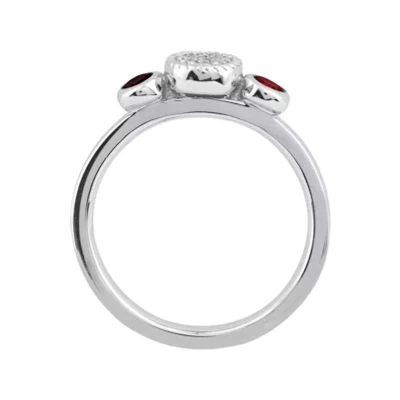 Personally Stackable Double Garnet & Diamond-Accent Ring