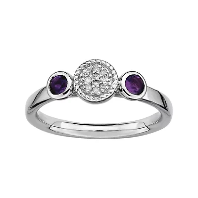 Personally Stackable Double Amethyst & Diamond-Accent Ring