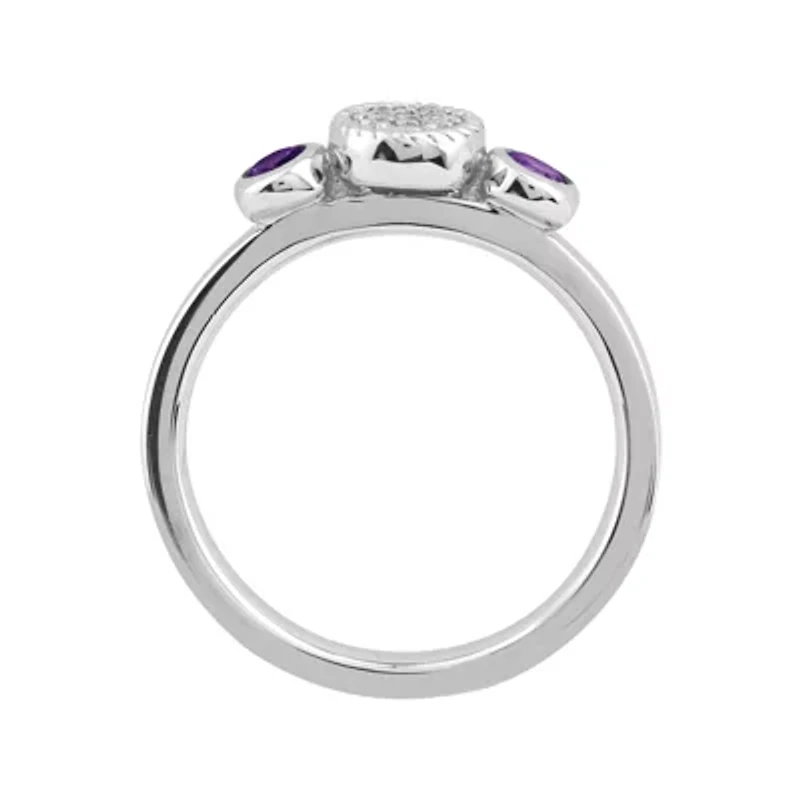 Personally Stackable Double Amethyst & Diamond-Accent Ring