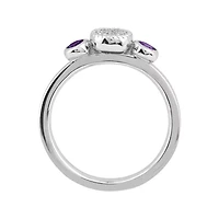 Personally Stackable Double Amethyst & Diamond-Accent Ring