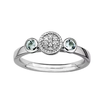 Personally Stackable Double Aquamarine & Diamond-Accent Ring