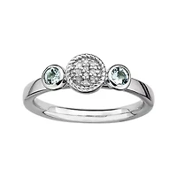 Personally Stackable Double Aquamarine & Diamond-Accent Ring