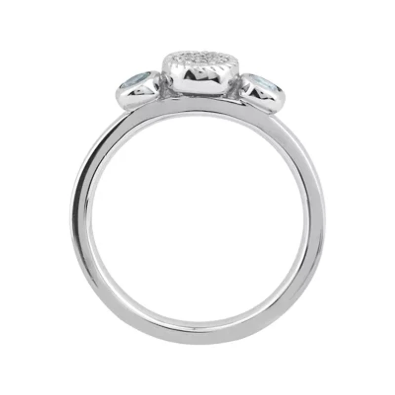 Personally Stackable Double Aquamarine & Diamond-Accent Ring